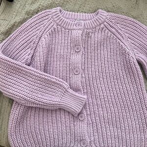 Lilac Button-Front Knit Sweater Cardigan - Women